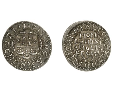 The first silver coin struck at Bombay   East India Company, Bombay Presidency, Early coinages: English design, silver Anglin