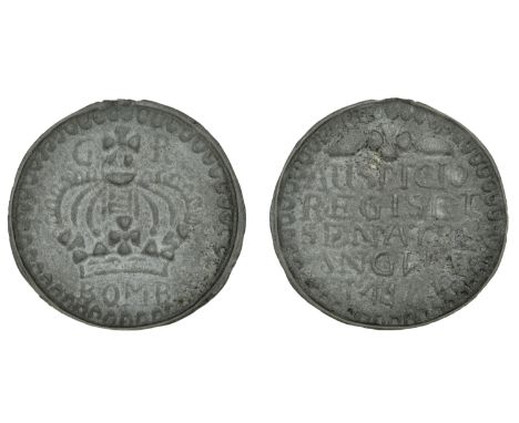 East India Company, Bombay Presidency, Early coinages: English design, zinc Double-Pice, 1748, in the name of George II (1139