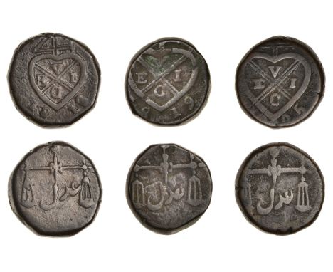East India Company, Bombay Presidency, Later coinages: Local minting, copper Pice (3), 1818, balemark, rev. scales, adil [Jus
