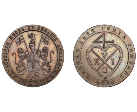 East India Company, Madras Presidency, Northern Circars: European style coinages, Soho, copper Proof mule Dub or Forty-Eighth