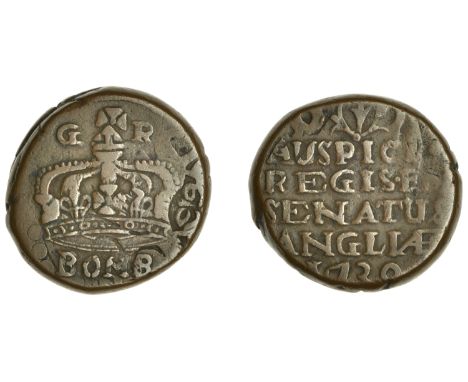 East India Company, Bombay Presidency, Early coinages: English design, copper Double-Pice in the name of George II (1727-60),