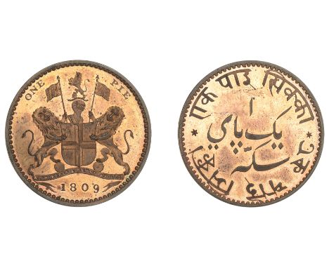 East India Company, Bengal Presidency, European Minting, Soho, copper Pattern Pie, 1809, unsigned [by J. Phillp], Company arm
