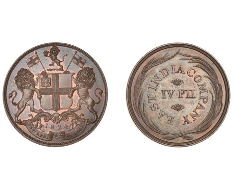 An excessively rare Royal Mint Pattern 4 Pice, 1824   East India Company, Madras Presidency, Later coinages 1812-35, Royal Mi