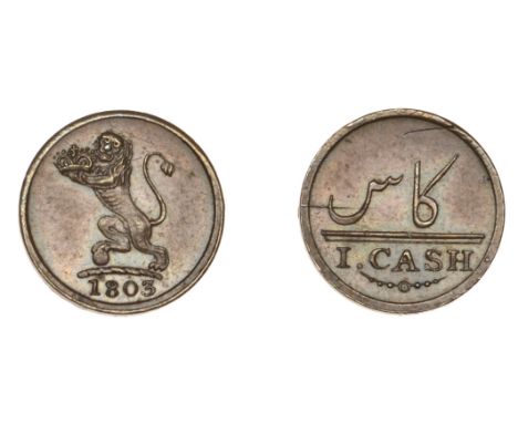 East India Company, Madras Presidency, European Minting, 1803-8, Soho, copper Cash, rampant lion left, date below, rev. kas [