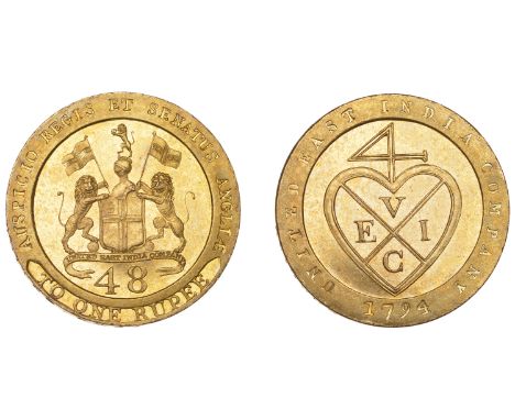 East India Company, Madras Presidency, Northern Circars: European style coinages, Soho, gilt-copper Proof Dub or Forty-Eighth