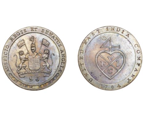 East India Company, Madras Presidency, Northern Circars: European style coinages, Soho, silver-plated copper Proof Half-Dub o