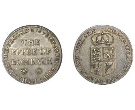 An extremely rare English-struck Pattern Bombay Rupee, 1678   East India Company, Bombay Presidency, Early coinages: English 