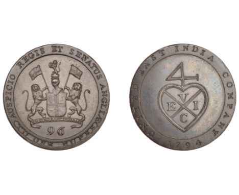 East India Company, Madras Presidency, Northern Circars: European style coinages, Soho, copper Proof Half-Dub or Ninety-Sixth
