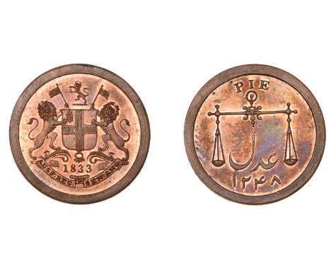 East India Company, Bombay Presidency, Later Uniform coinages, 1830-5, Calcutta dies, copper Proof Pie or Twelfth-Anna, 1833/