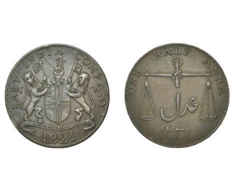 The unique Ford/Pridmore small letters Pattern Half-Anna, 1821   East India Company, Bombay Presidency, Later coinages: Stewa