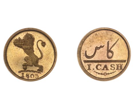 East India Company, Madras Presidency, European Minting, 1803-8, Soho, gilt-copper Proof Cash, rampant lion left, date below,