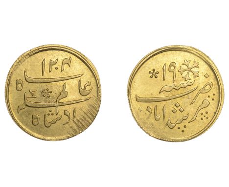 East India Company, Bengal Presidency, Calcutta Mint: Third milled issue, gold Quarter-Mohur in the name of ‘Shah ‘Alam II (1