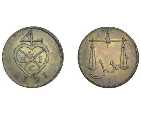 East India Company, Bombay Presidency, European Minting, 1791-4, Soho, copper Half-Pice or 2 Reas, 1791, type VII, balemark, 