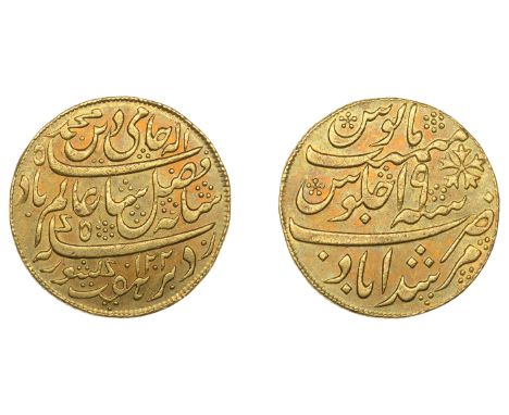 East India Company, Bengal Presidency, Calcutta Mint: Second milled issue, gold Half-Mohur in the name of ‘Shah ‘Alam II (117