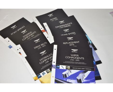 This item is a collection of nine (9) quick reference genuine replacement parts catalogs for Rolls-Royce and Bentley motor ca