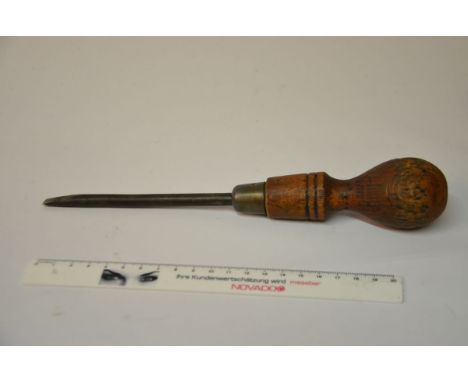 you are bidding on a very original 9 1/2" ball handled screwdriver to suit the tool kit of an early Rolls Royce or Jaguar XK 