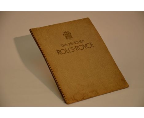 Rolls-Royce 1936 25/30 Horsepower Sales Catalog This is the ï¬rst full sales catalog for the 25/30 Hp. (Solley SH30.1) it is