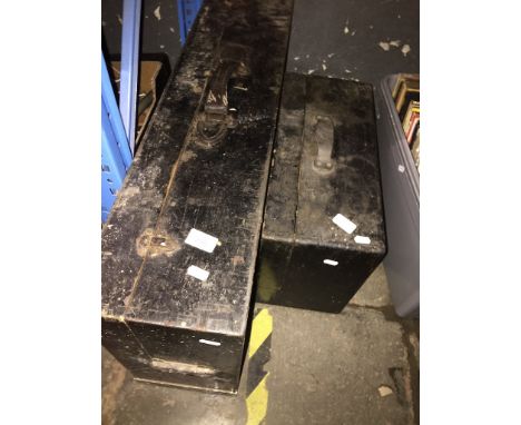 2 wooden joiners toolboxes with tools 