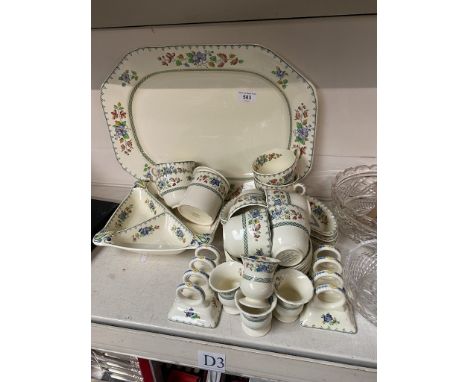 Spode Strathmere tea wares etc including  8 cups and saucers, toast rack, &amp; serving dish etc 