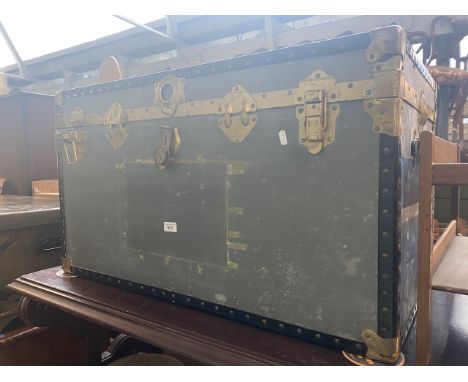 A vintage aluminium shipping trunk. 
