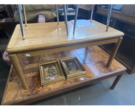 A retro teak coffee table and a teak and tile top coffee table 