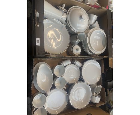 White dinner and tea wares with silver rim - approx 47 pieces 