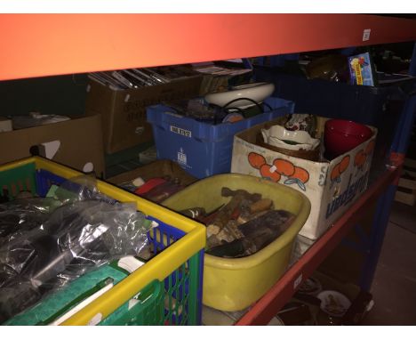 6 boxes of miscellaneous tools and garden items including planters, trowels, paintbrushes etc 