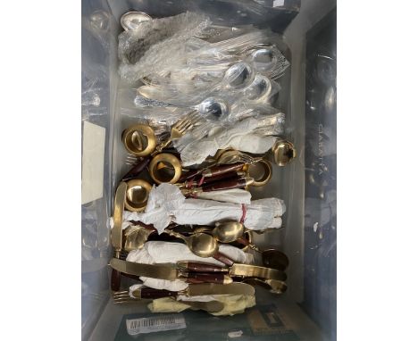 A quantity of silver plated cutlery and a canteen of cutlery. 