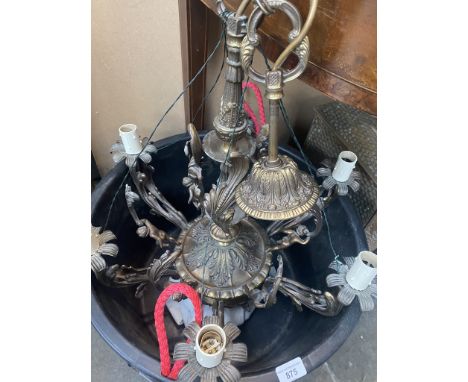 A brass light fitting. 