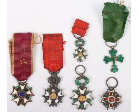 Foreign Military Miniatures: Quality made enamel medal miniatures to include French Legion d Honneur and Belgium medals . 6 i