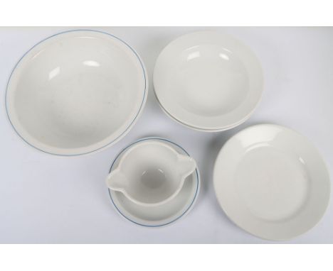 WW2 German Mess Crockery: Two heavy German army plates with eagle and maker  to base  , 3 items of DAF to include, large bowl