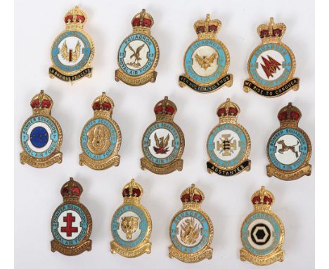 RAF Enamel Squadron Badges: Mostly  Kings crown badges for bomber and fighter squadrons , two being Queens crown, all with pi