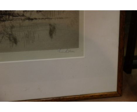 SIDNEY MACKENZIE LITTEN (1887-1949): A framed and glazed etching, Venice canal scene with gondola and ladies.  Signed in penc