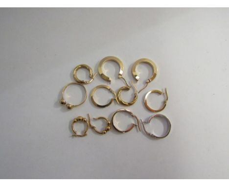 A quantity of earrings and a ring including 9 carat yellow and white gold (11)