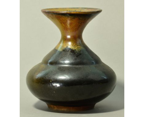 BERNARD LEACH (1887-1997) for Leach Pottery; a stoneware vase of squat form with flared rim, impressed early BL and St Ives m