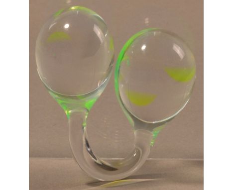 ADAM PAXON (born 1972); a ring, acrylic with green spots, length 6.5cm, ring size Q.

Provenance: Purchased from The Kath Lib