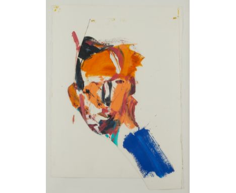 Paul Richards (British, b. 1949). Oil painting on paper titled "Head of Michael" depicting an abstract face colored with ener