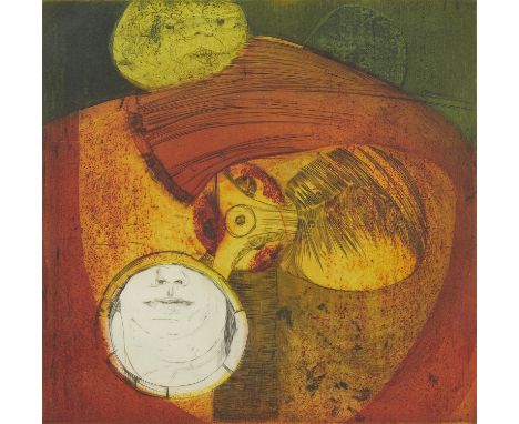James Broderick (American, 20th/21st c). Intaglio print titled "Brian/It's Me/Your Father" depicting an abstract scene in ear