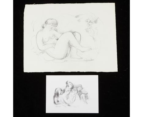 Nic Jonk (Dutch, 1928-1994). Group of two drawings in graphite on paper. One depicts a reclining female nude, signed and date