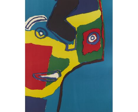 Christiaan Karel Appel (Dutch, 1921-2006). Lithograph on paper titled "Tete de Femme" depicting an abstract face in bright co