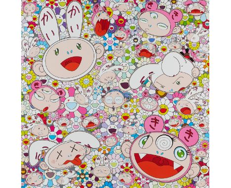 Takashi Murakami (Japanese, b. 1962). Offset print with silver and high gloss varnishing titled "You Have All Sorts of Ups an