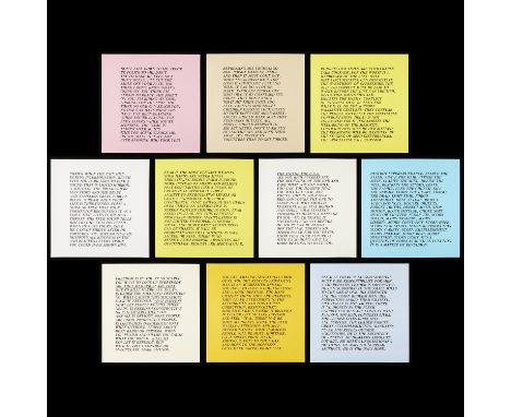 Jenny Holzer (American, b. 1950). Group of 10 offset lithographs on paper from "Inflammatory Essays," 1979-82. Published in v