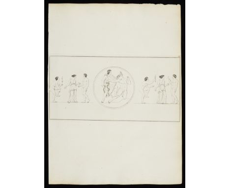 Possibly Sir William Hamilton (British, 1730-1803). Engraving on paper depicting the Greek myth of Theseus and the Minotaur i