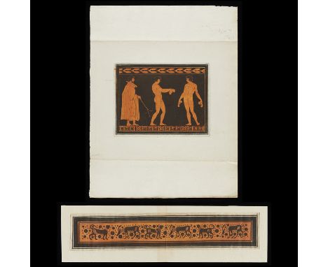 Sir William Hamilton (British, 1730-1803). Group of two color engravings in black and orange to mimic the coloration of ancie