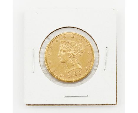 1893 ten dollar Liberty Head gold coin. Designed by Christian Gobrecht.Diameter: 26.89 mm. Weight: 16.70 grams.br/&gt;Conditi