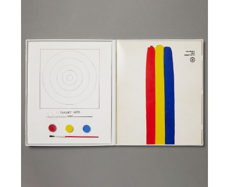 Jasper Johns (American, b. 1930). Offset lithograph with paints and paintbrush titled "Target" depicting a 'blank' target. Si