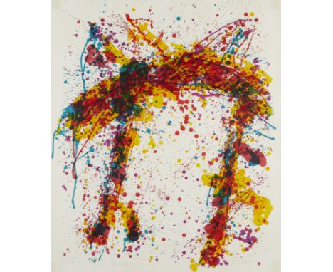 Sam Francis (American, 1923-1994). Color screenprint on Arches 88 wove paper titled "Toward Disappearance" depicting splatter