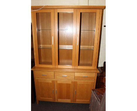 Morris Furniture light oak illuminated glazed door top cabinet