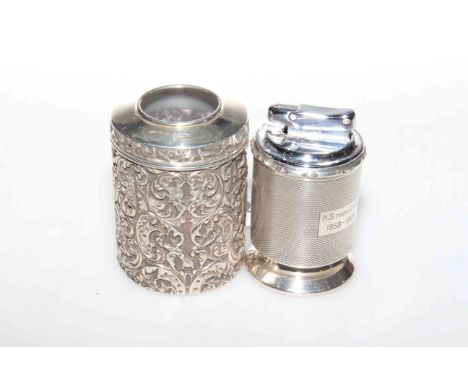 Garrard silver table lighter and a silver jar with glass liner (2)