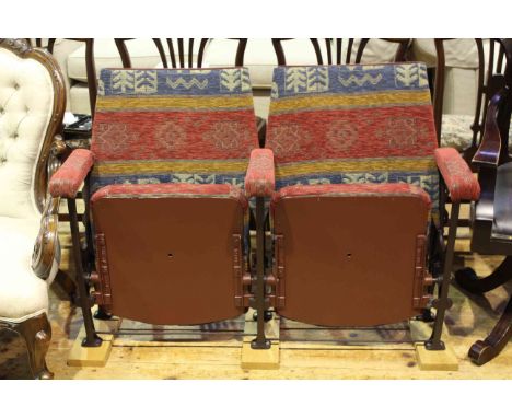 Pair vintage folding cinema seats